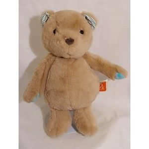 B Softies Beige Teddy Bear Stuffed Animal Plush Lovey Pale Blue Aqua Paw Pads